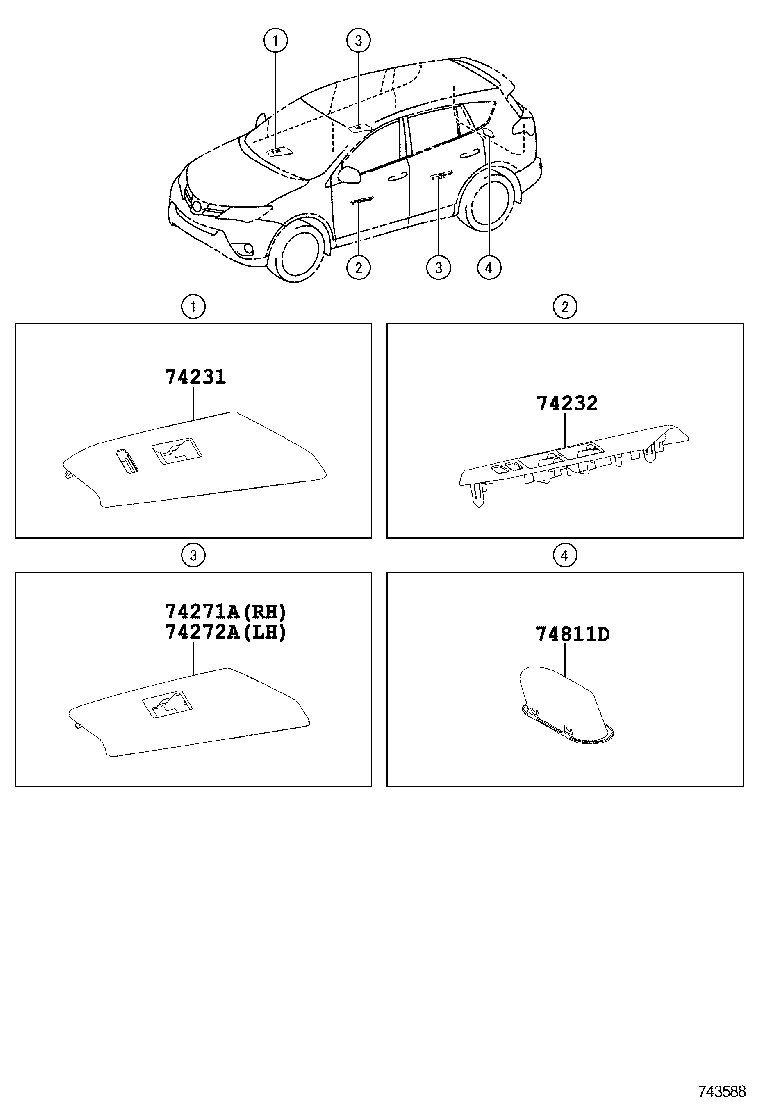 74232-0R080 PANEL, FRONT ARMREST BASE, UPPER LH product image