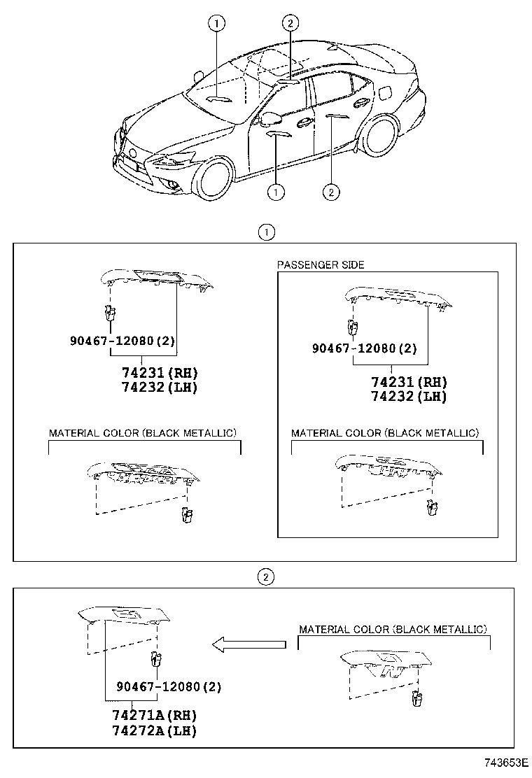 74232-53620 PANEL, FRONT ARMREST BASE, UPPER LH product image