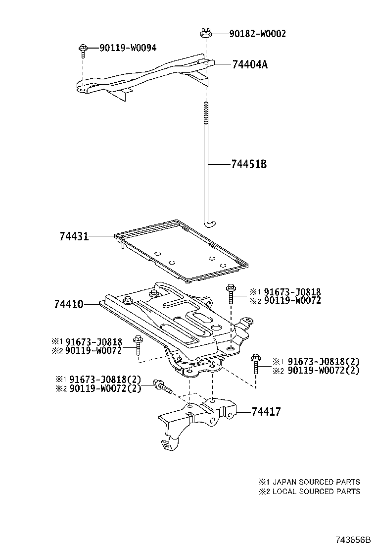 74401-02010 BRACKET, BATTERY CARRIER product image