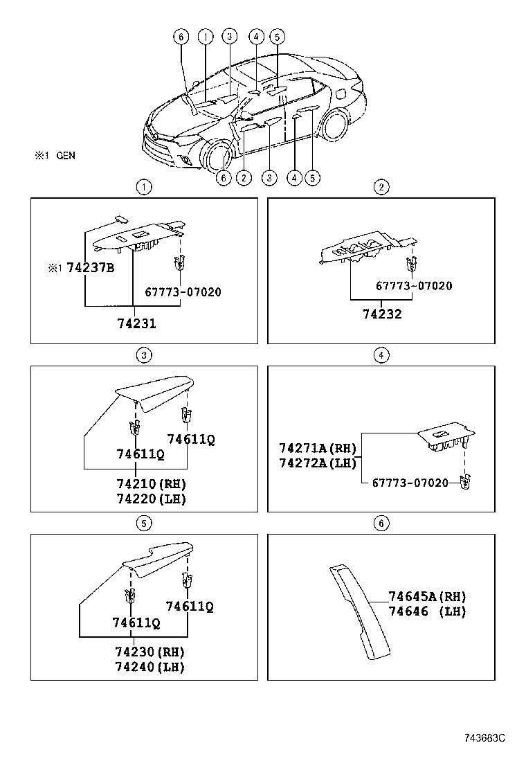 Toyota 74260-02150-B1 ARMREST ASSY, REAR, LH