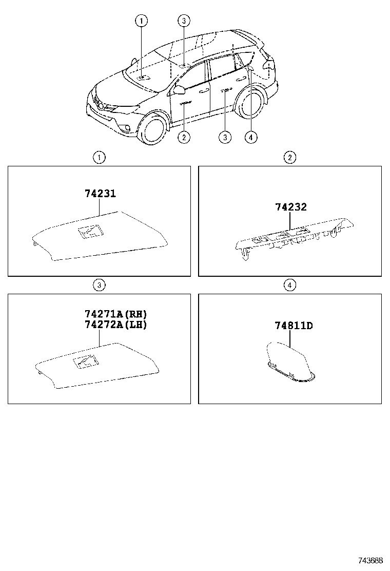 74232-0R090 PANEL, FRONT ARMREST BASE, UPPER LH product image