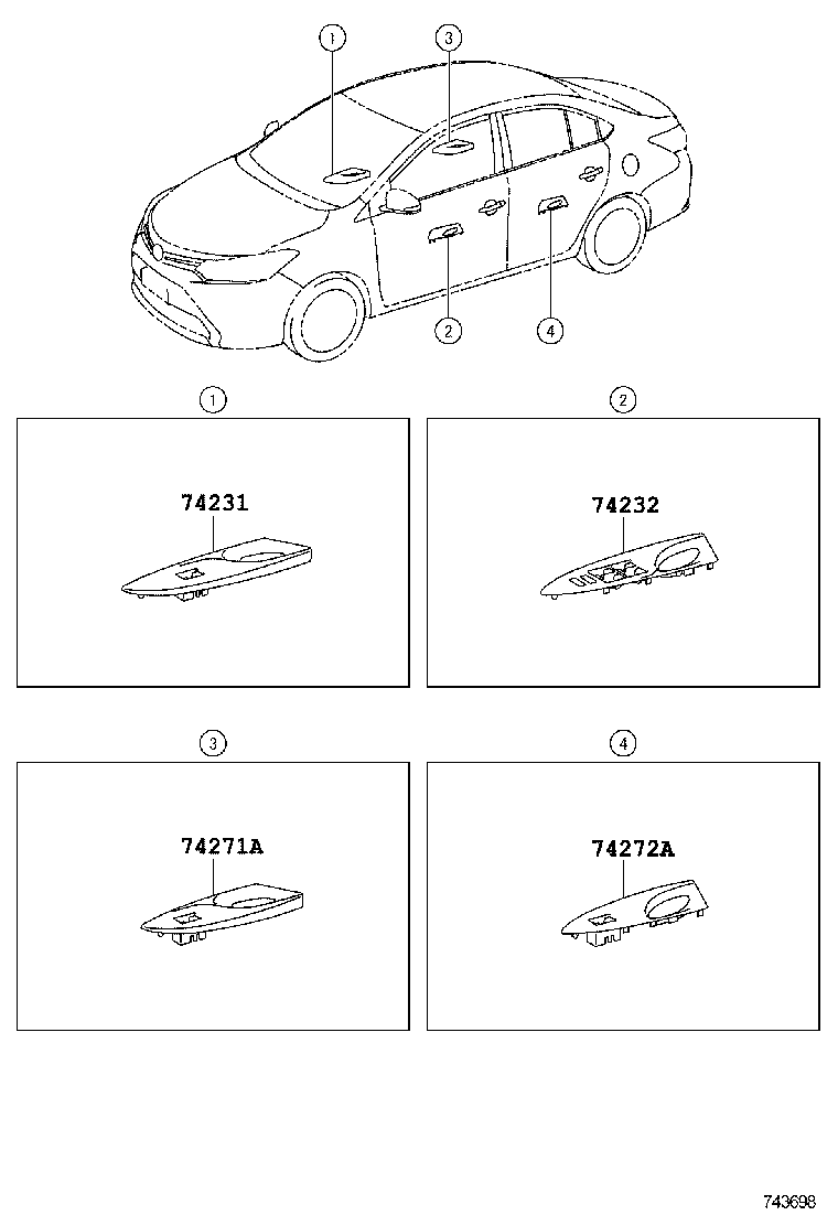 74232-0DA10 PANEL, FRONT ARMREST BASE, UPPER LH product image