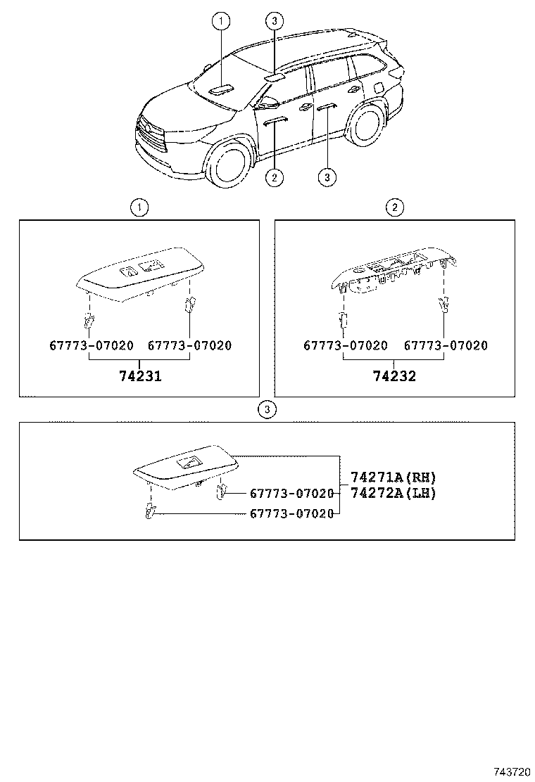 74232-0E070 PANEL, FRONT ARMREST BASE, UPPER LH product image