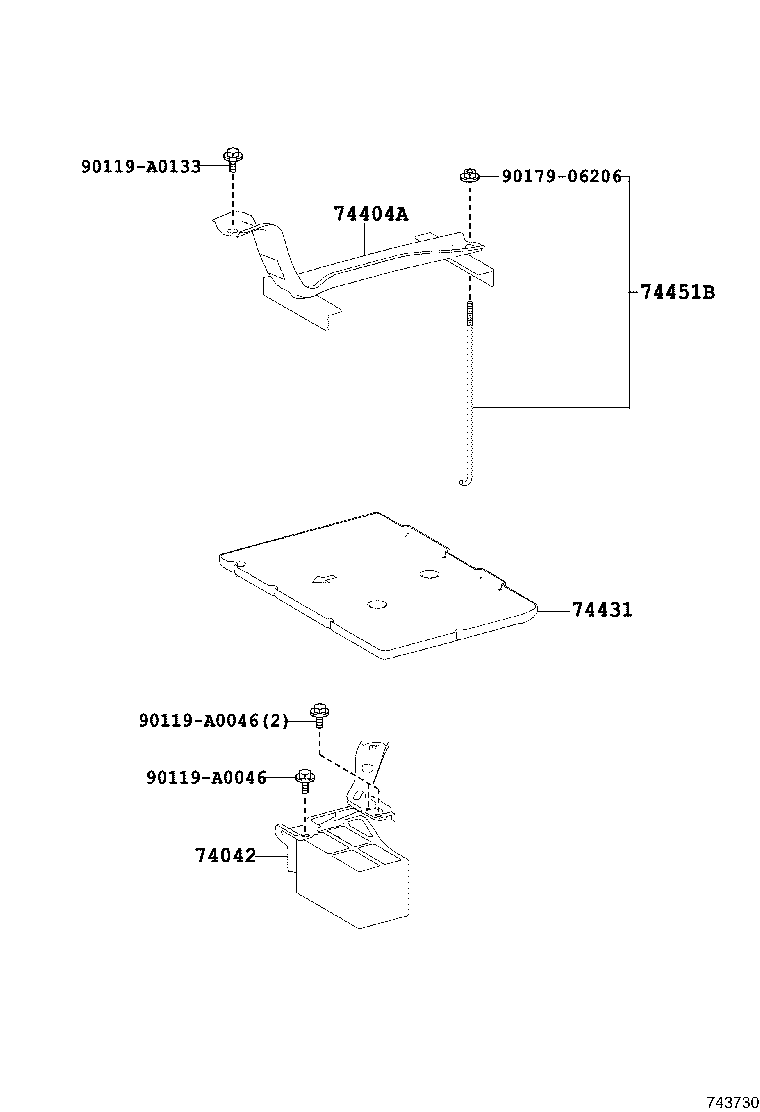 74402-0E010 BRACKET SUB-ASSY, BATTERY product image