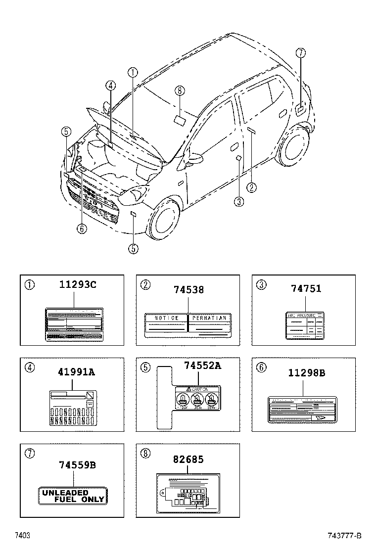 42661-BZ640 LABEL, TIRE PRESSURE INFORMATION product image