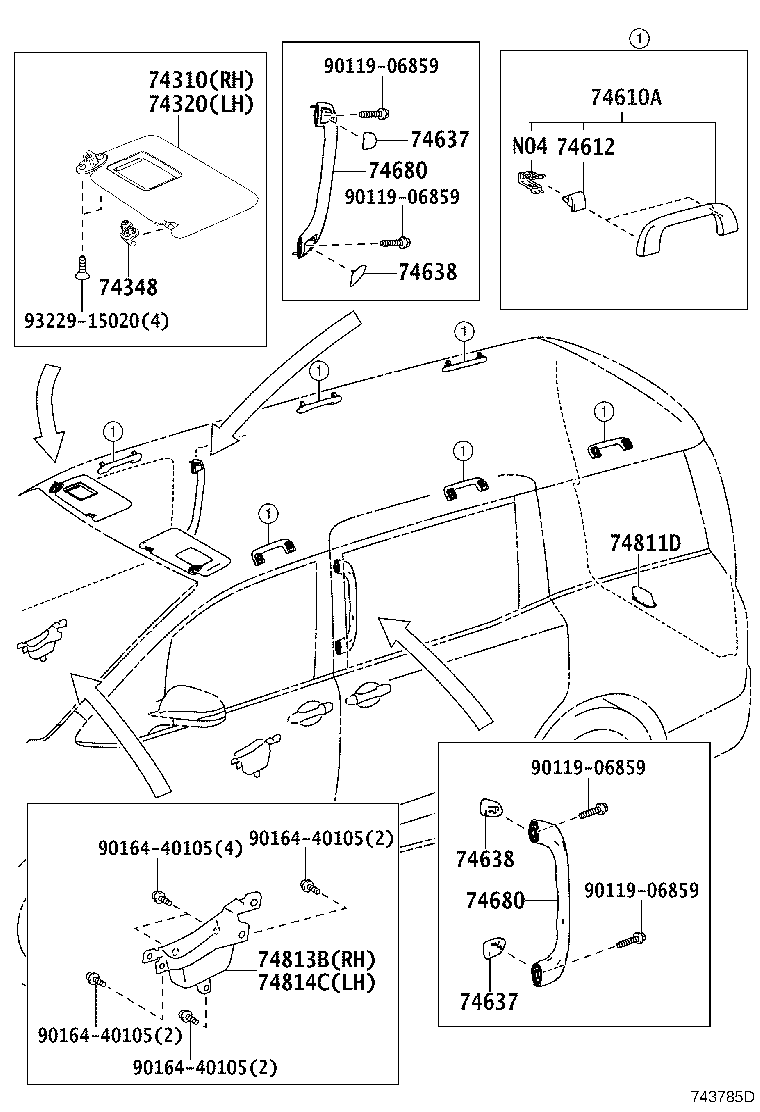 74232-28830 PANEL, FRONT ARMREST BASE, UPPER LH product image