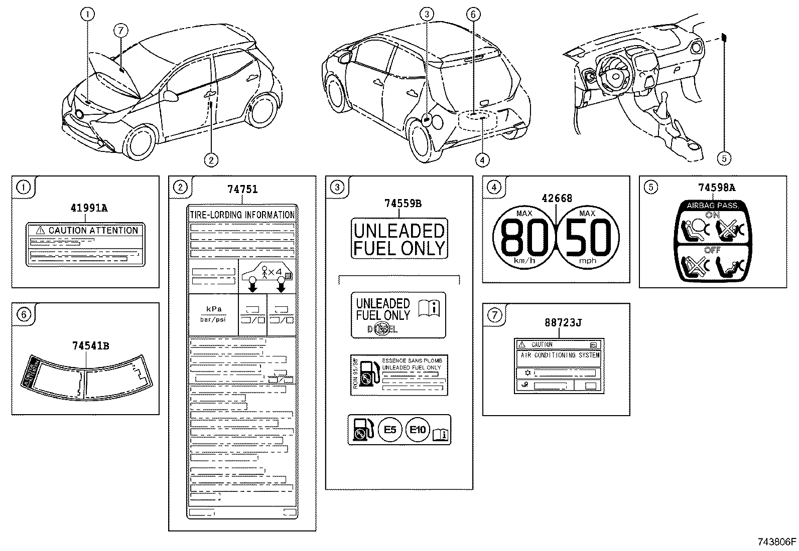 42661-0H040 LABEL, TIRE PRESSURE INFORMATION product image
