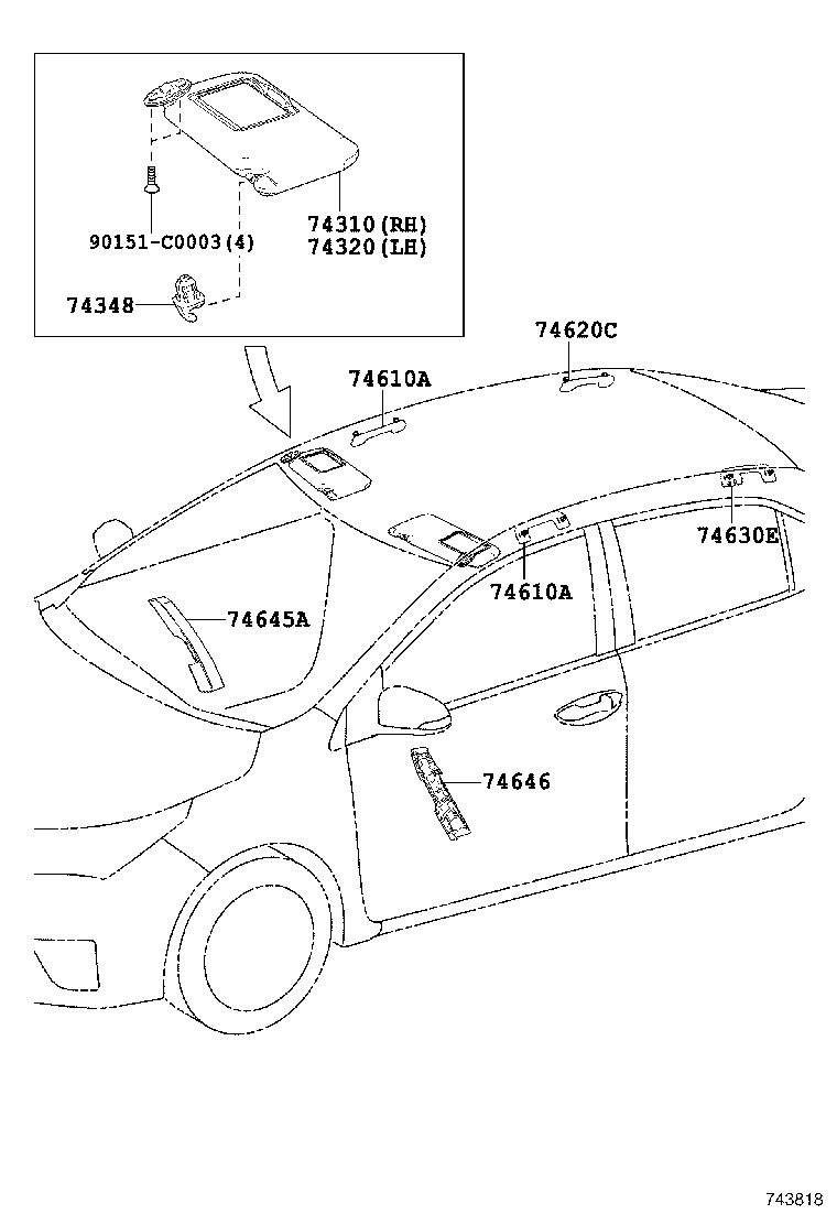 74272-02450-C0 PANEL, REAR DOOR ARMREST BASE, UPPER LH product image