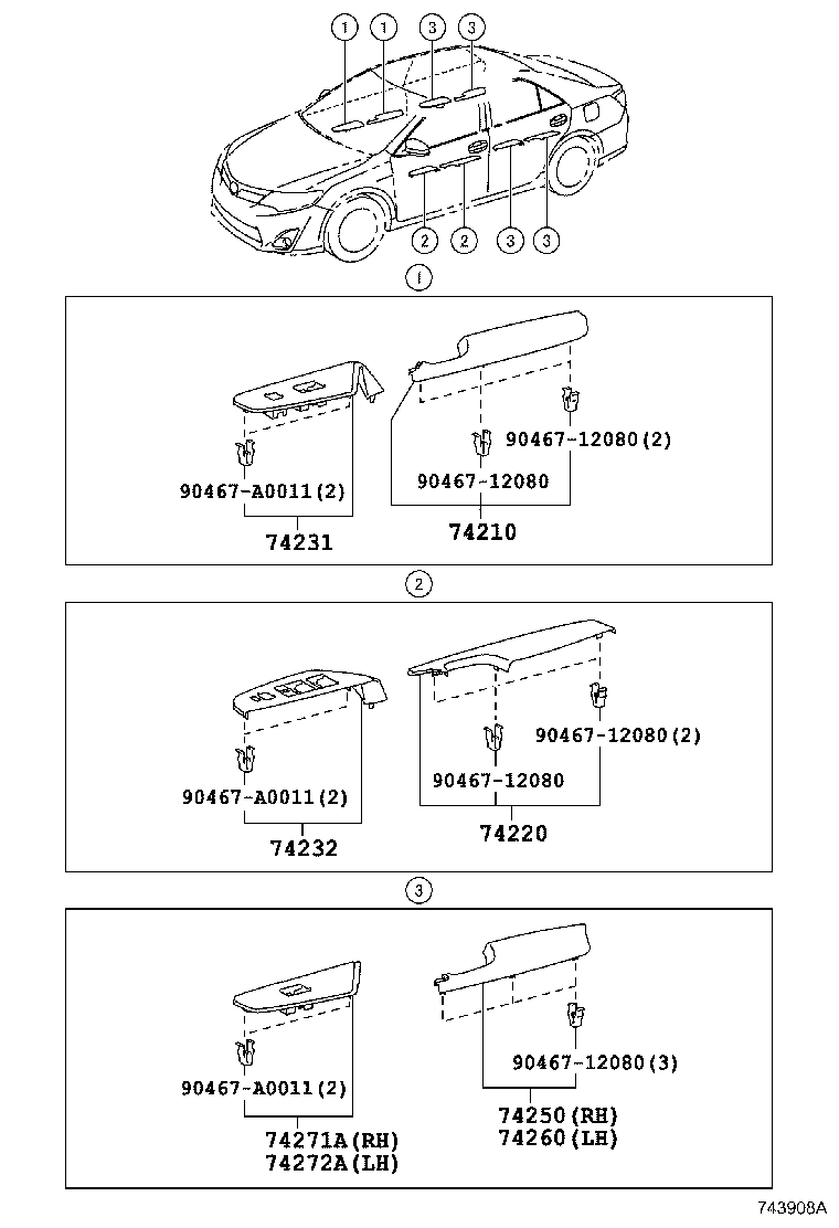 74232-06640 PANEL, FRONT ARMREST BASE, UPPER LH product image