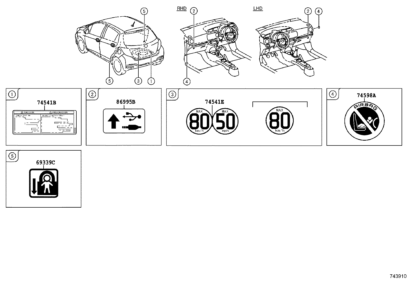 42661-52C80 LABEL, TIRE PRESSURE INFORMATION product image