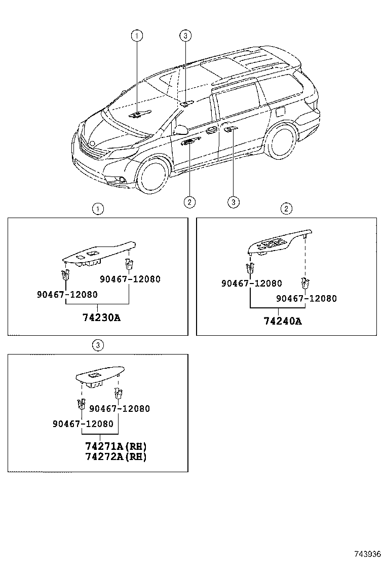 74272-08010 PANEL, REAR DOOR ARMREST BASE, UPPER LH product image