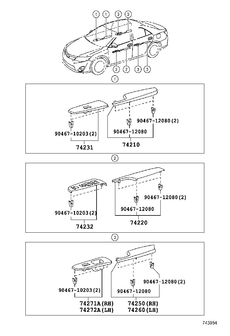 74232-33390 PANEL, FRONT ARMREST BASE, UPPER LH product image