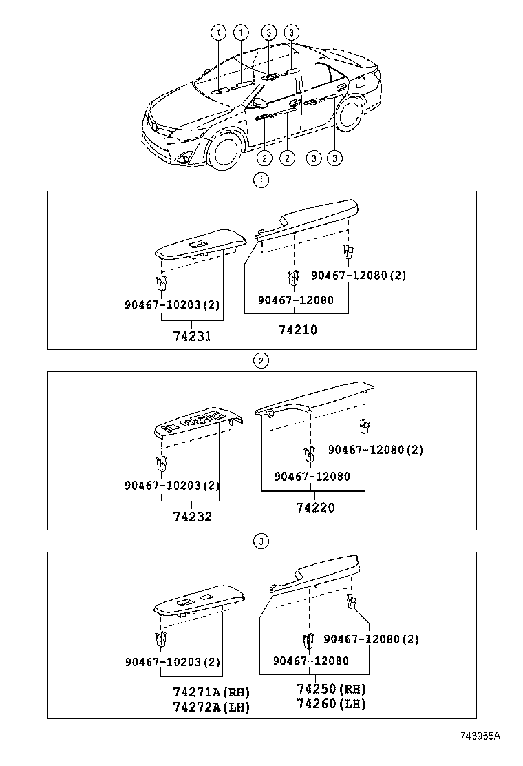 74232-33390 PANEL, FRONT ARMREST BASE, UPPER LH product image
