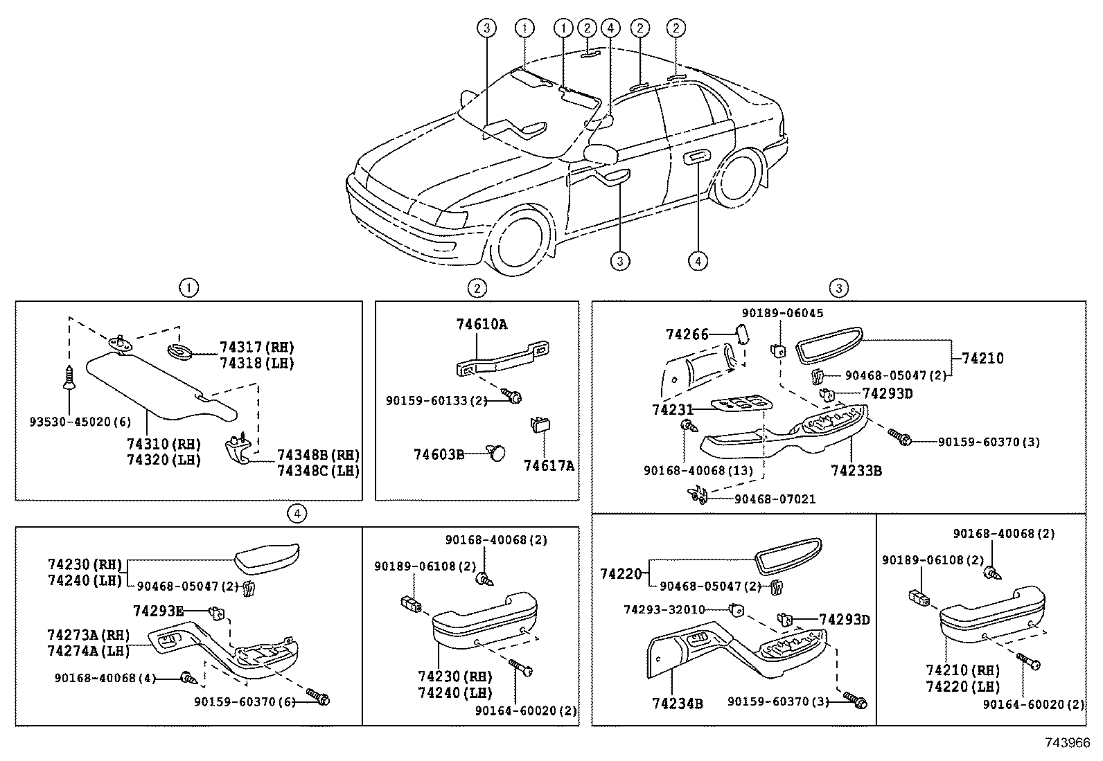 74348-22020-B0 HOLDER, VISOR, RH product image