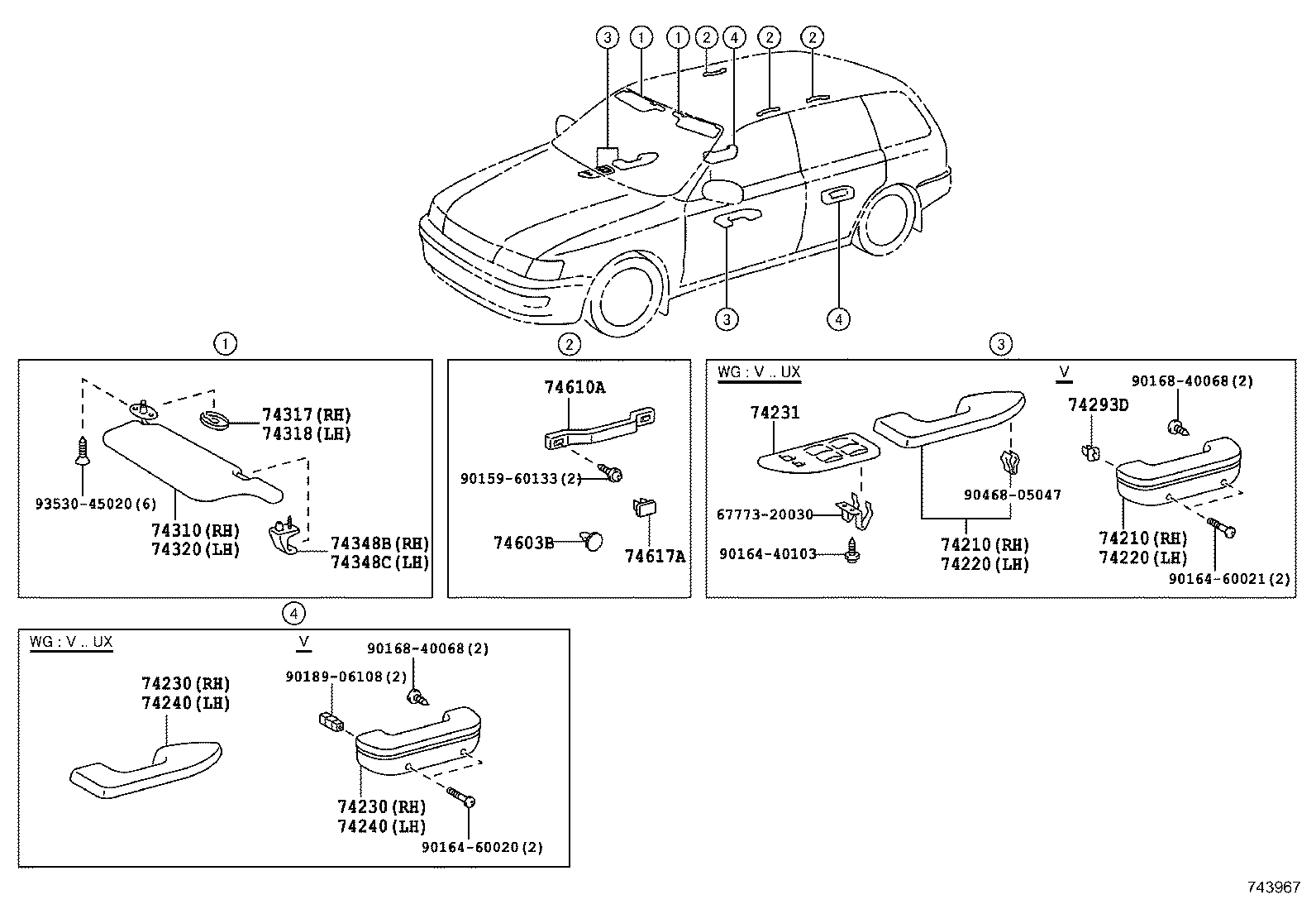 74348-22020-B0 HOLDER, VISOR, RH product image