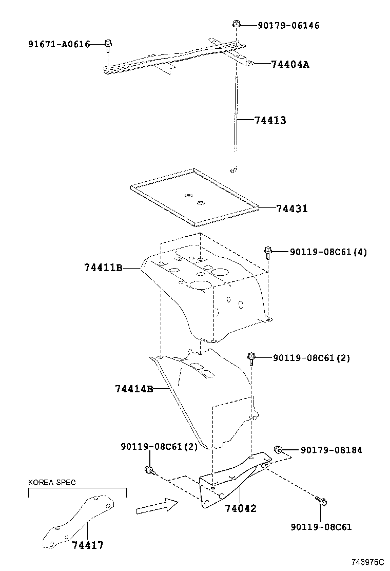 74411-78020 BRACKET, BATTERY, FRONT product image