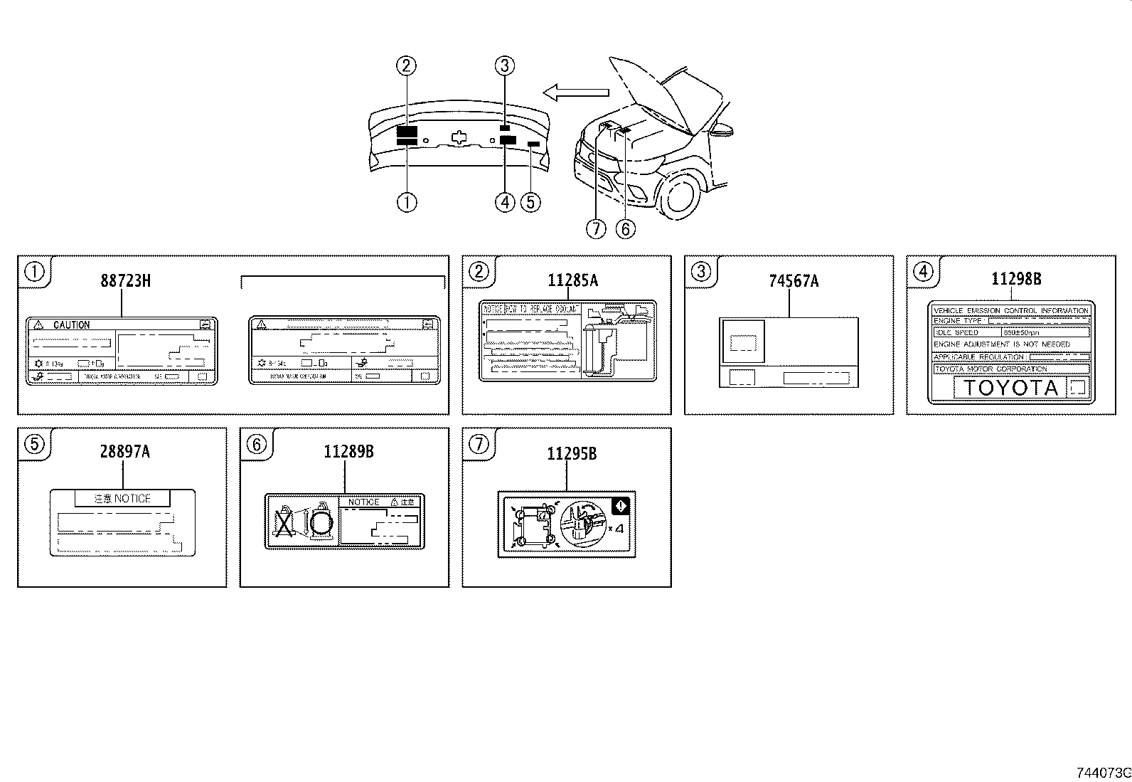 Toyota 11285-0E010 LABEL, COOLANT SYSTEM NOTICE
