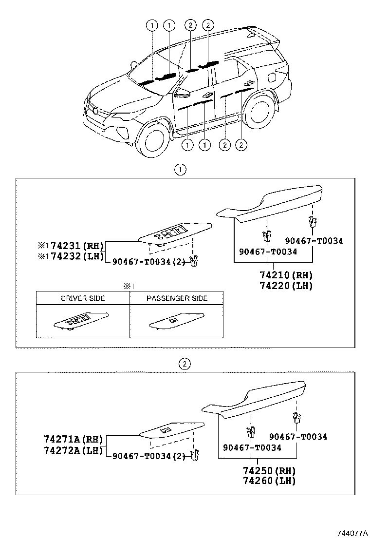 74232-0KB00 PANEL, FRONT ARMREST BASE, UPPER LH product image