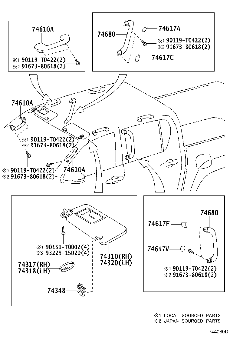 Toyota 74348-0K080-B0 HOLDER, VISOR