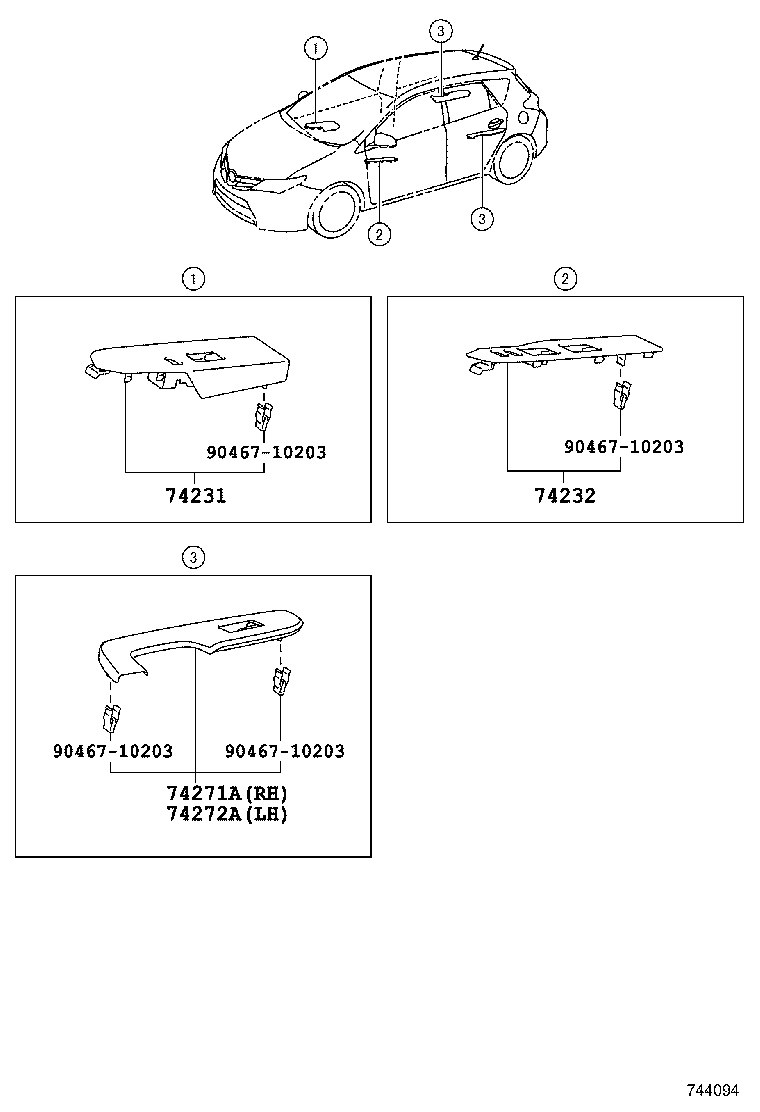 74271-12460-C0 PANEL, REAR DOOR ARMREST BASE, UPPER RH product image