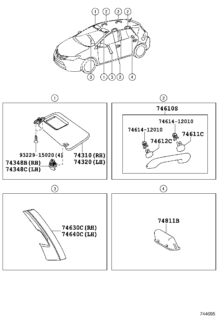 74271-12460-C0 PANEL, REAR DOOR ARMREST BASE, UPPER RH product image