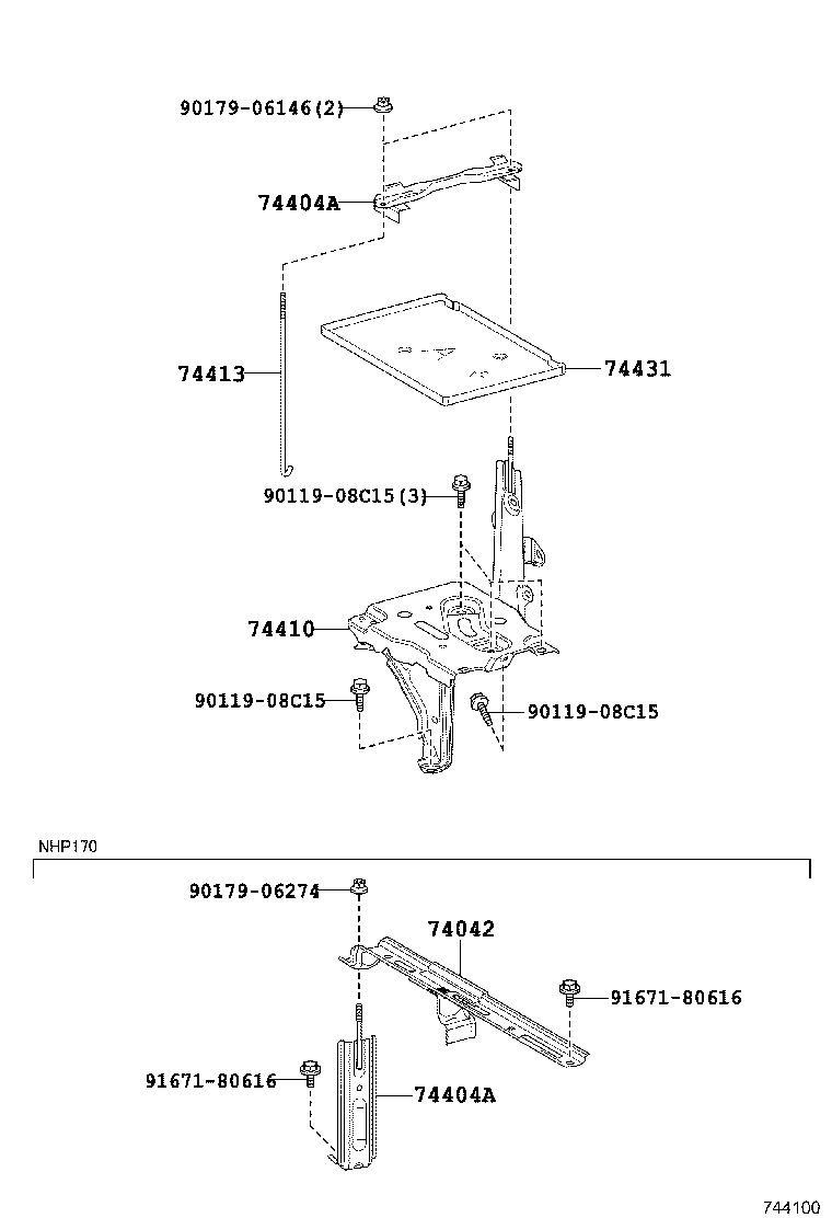 74401-52050 BRACKET SUB-ASSY, BATTERY product image