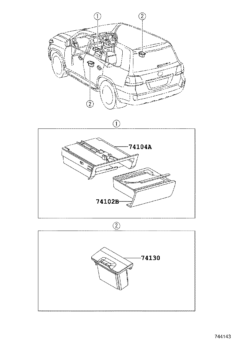 74102-60190 BOX SUB-ASSY, FRONT ASH RECEPTACLE product image