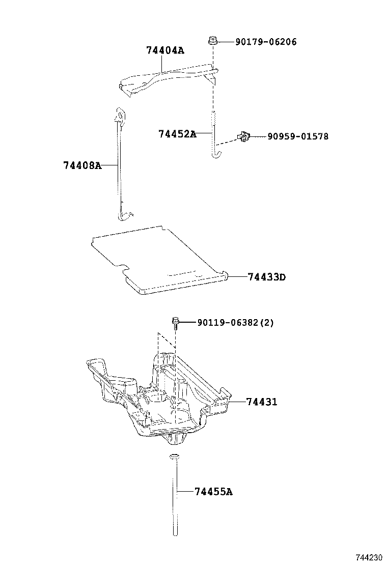 74433-22010 SUPPORT, BATTERY TRAY,NO.1 product image