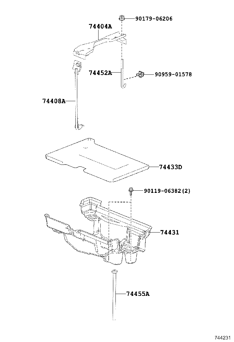 74433-22010 SUPPORT, BATTERY TRAY,NO.1 product image