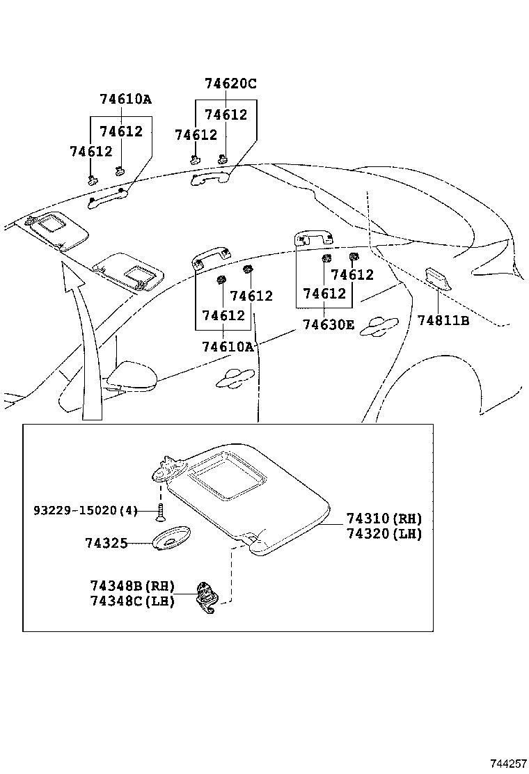 74232-47180 PANEL, FRONT ARMREST BASE, UPPER LH product image