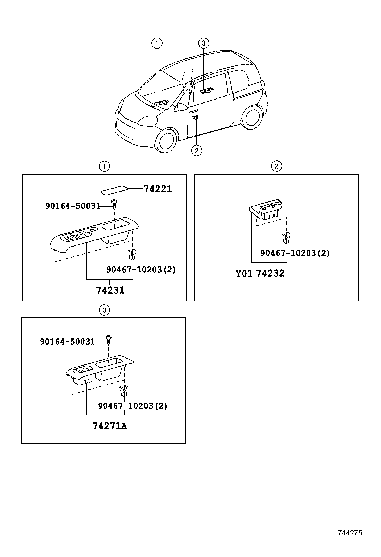 74232-52760-C0 PANEL, FRONT ARMREST BASE, UPPER LH product image