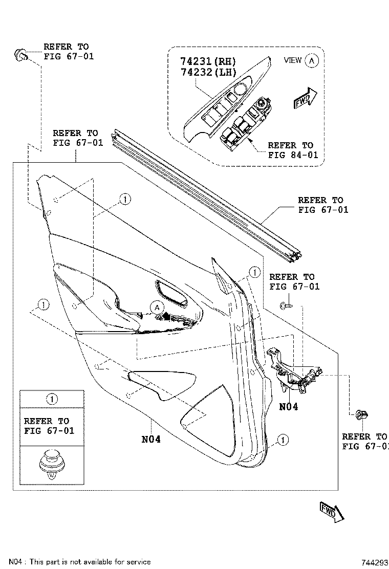 74232-WB001 PANEL, FRONT ARMREST BASE, UPPER LH product image