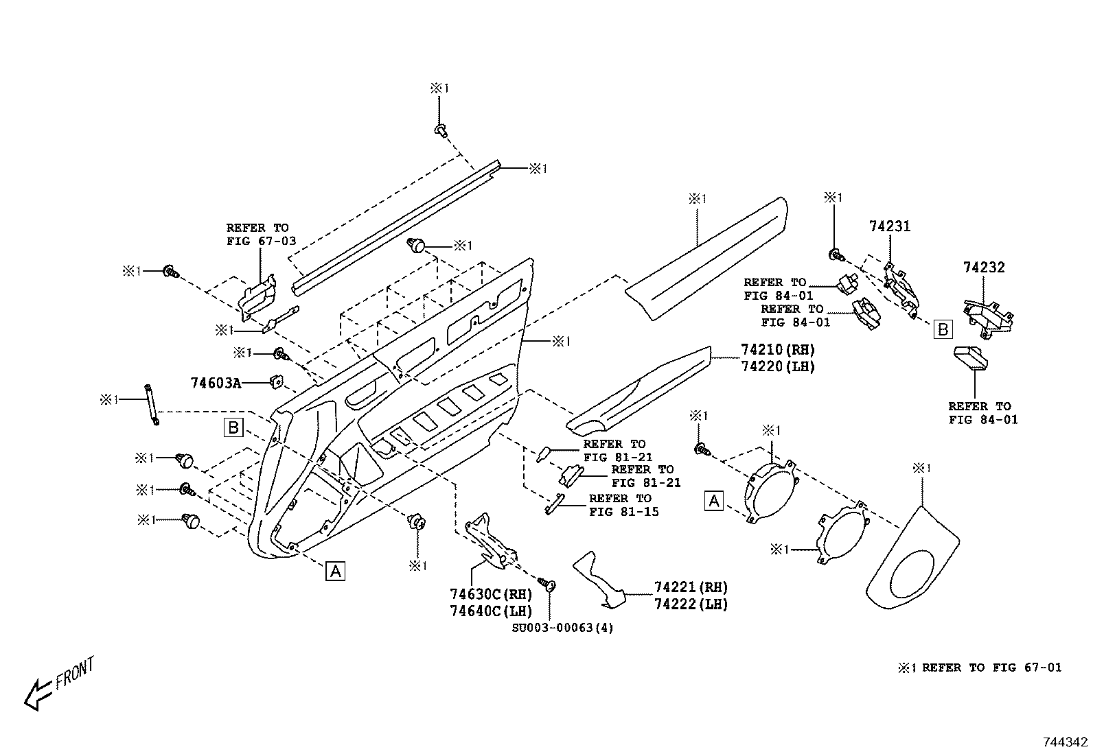 SU003-06743 PANEL, FRONT ARMREST BASE, UPPER LH product image