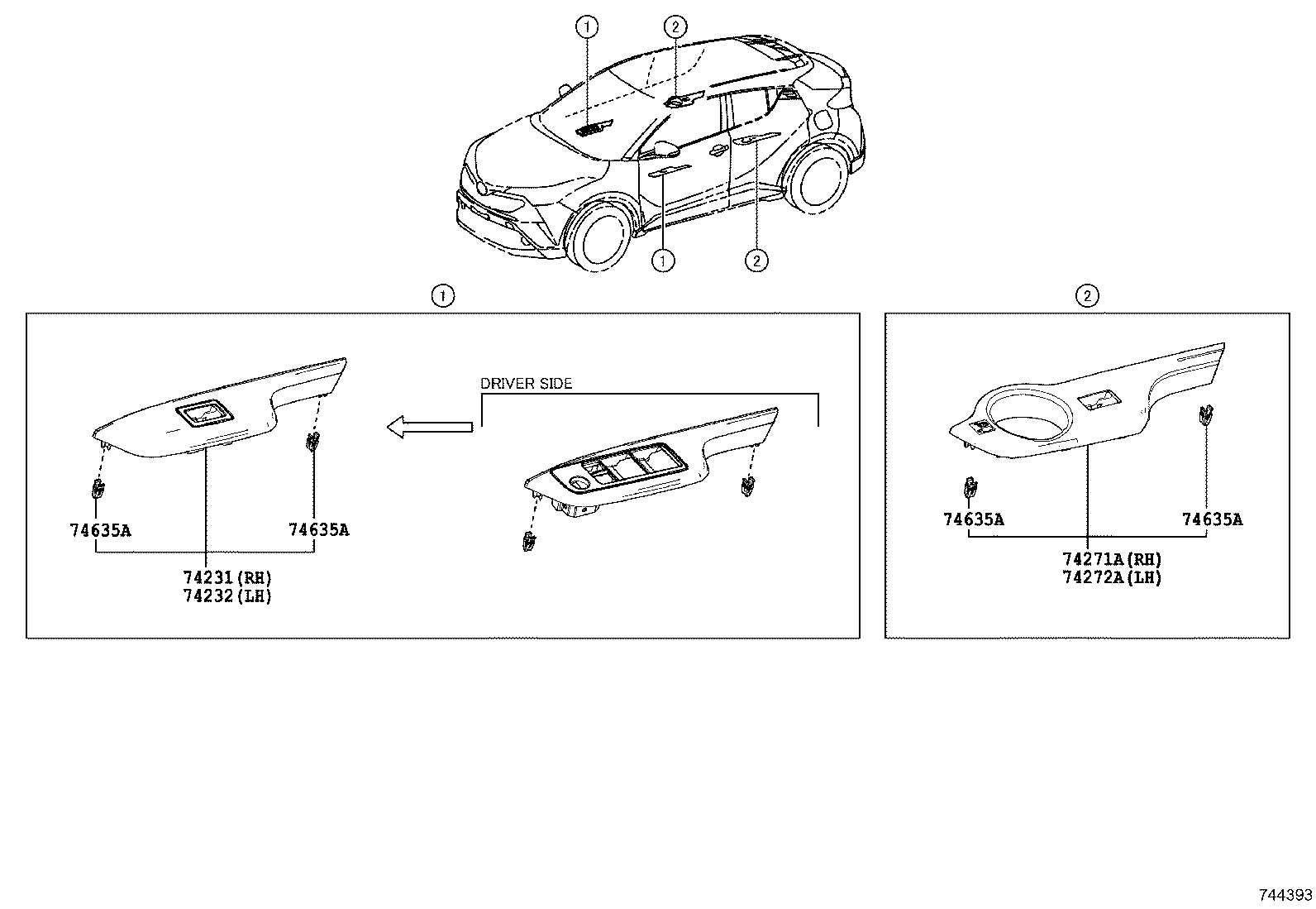 74232-F4010 PANEL, FRONT ARMREST BASE, UPPER LH product image