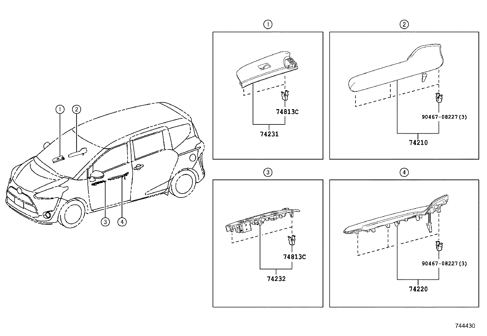 74232-0D560-C0 PANEL, FRONT ARMREST BASE, UPPER LH product image