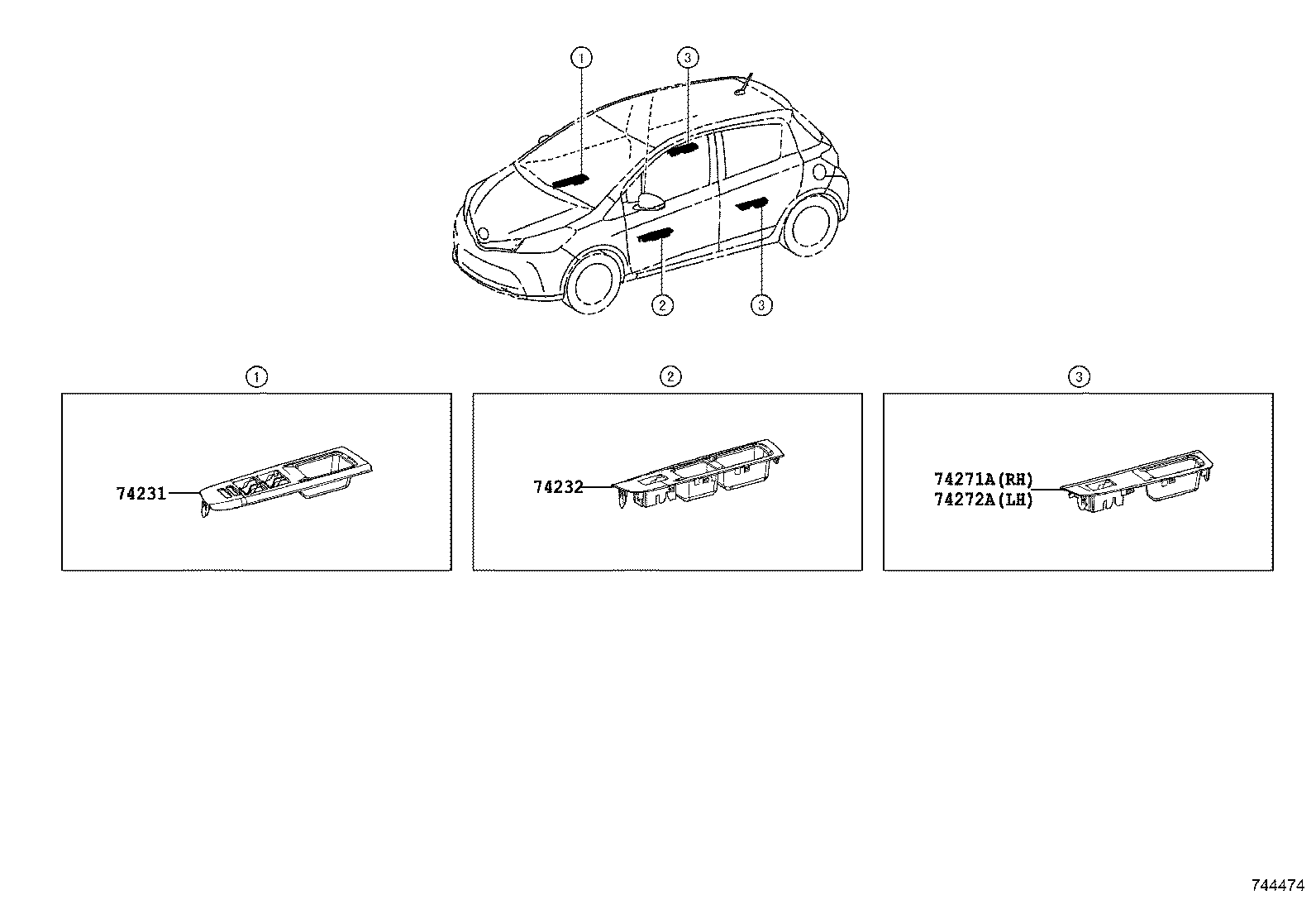 74232-52640-C0 PANEL, FRONT ARMREST BASE, UPPER LH product image