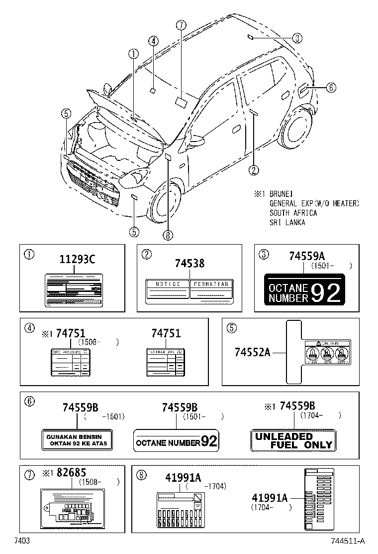 42661-BZ640 LABEL, TIRE PRESSURE INFORMATION product image
