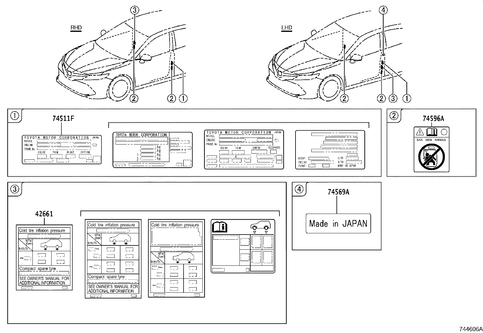 42661-33C80 LABEL, TIRE PRESSURE INFORMATION product image
