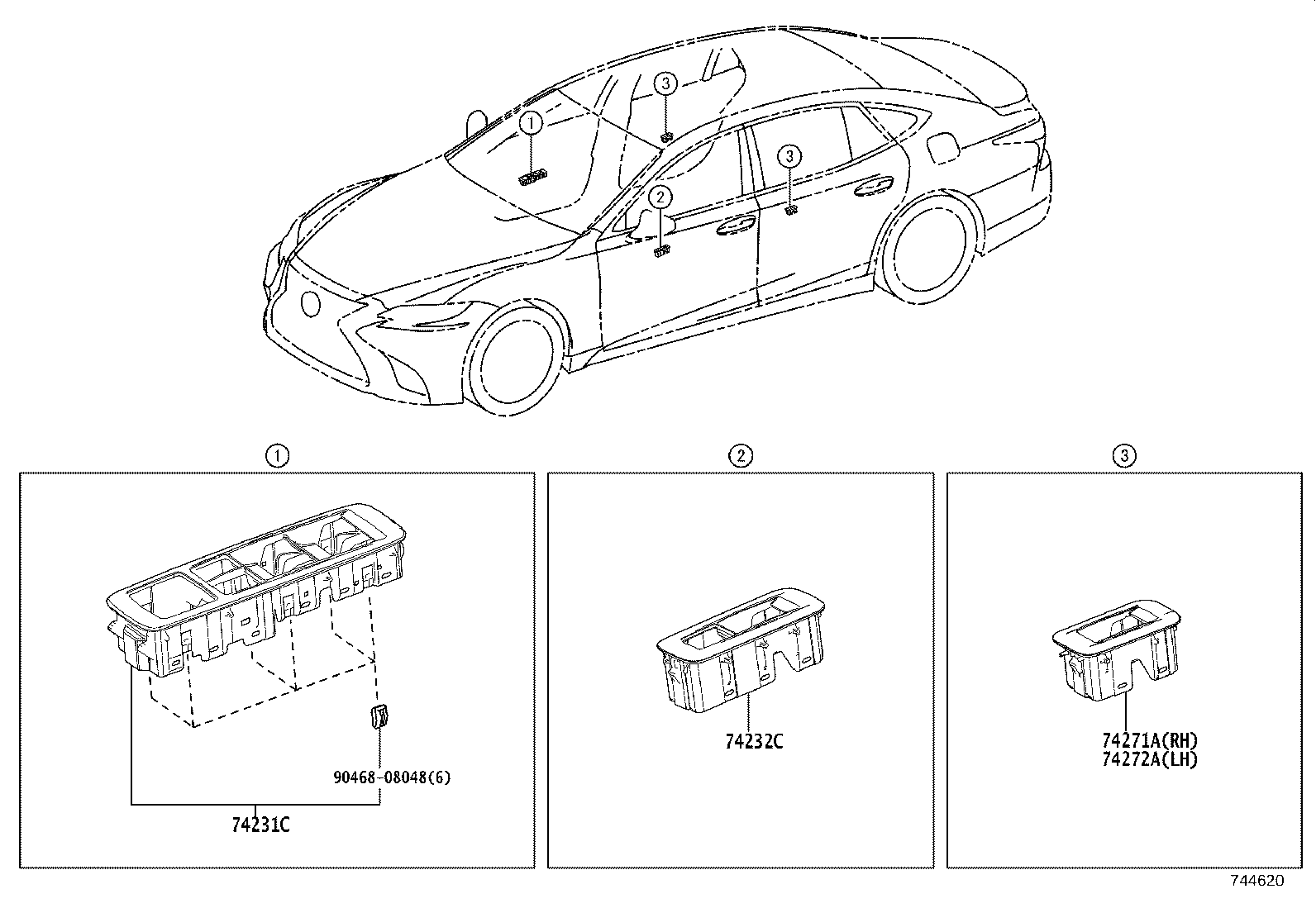 74271-48110 PANEL, REAR DOOR ARMREST BASE, UPPER RH product image
