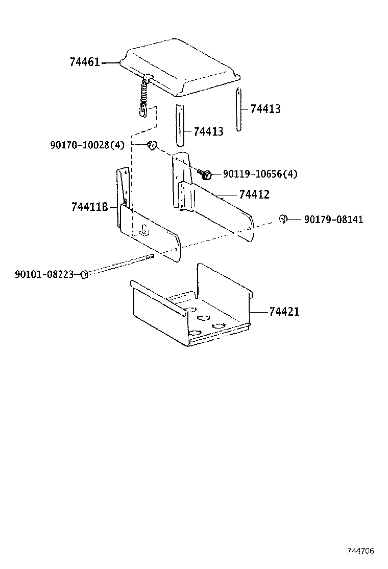 74402-36210 BRACKET, BATTERY, REAR product image