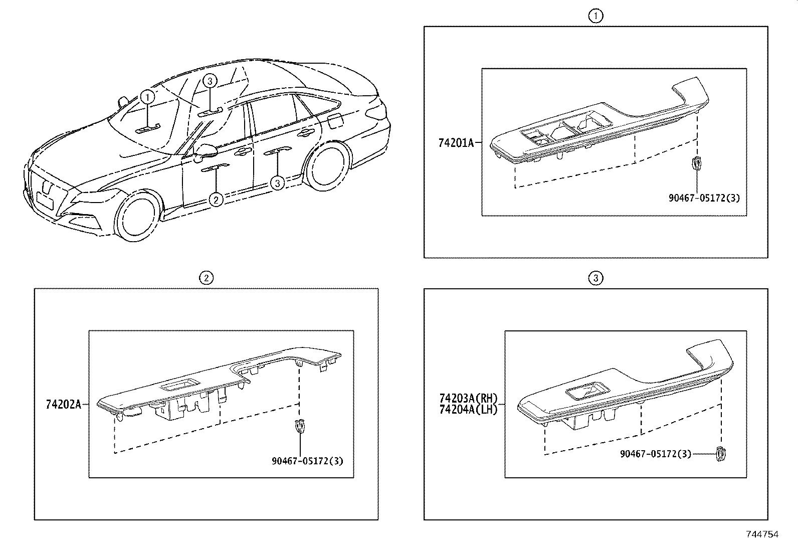 74203-30160 PANEL SUB-ASSY, REAR ARMREST BASE, UPPER RH product image