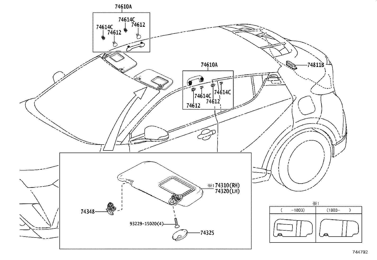 74310-10A01-C1 VISOR ASSY, RH product image
