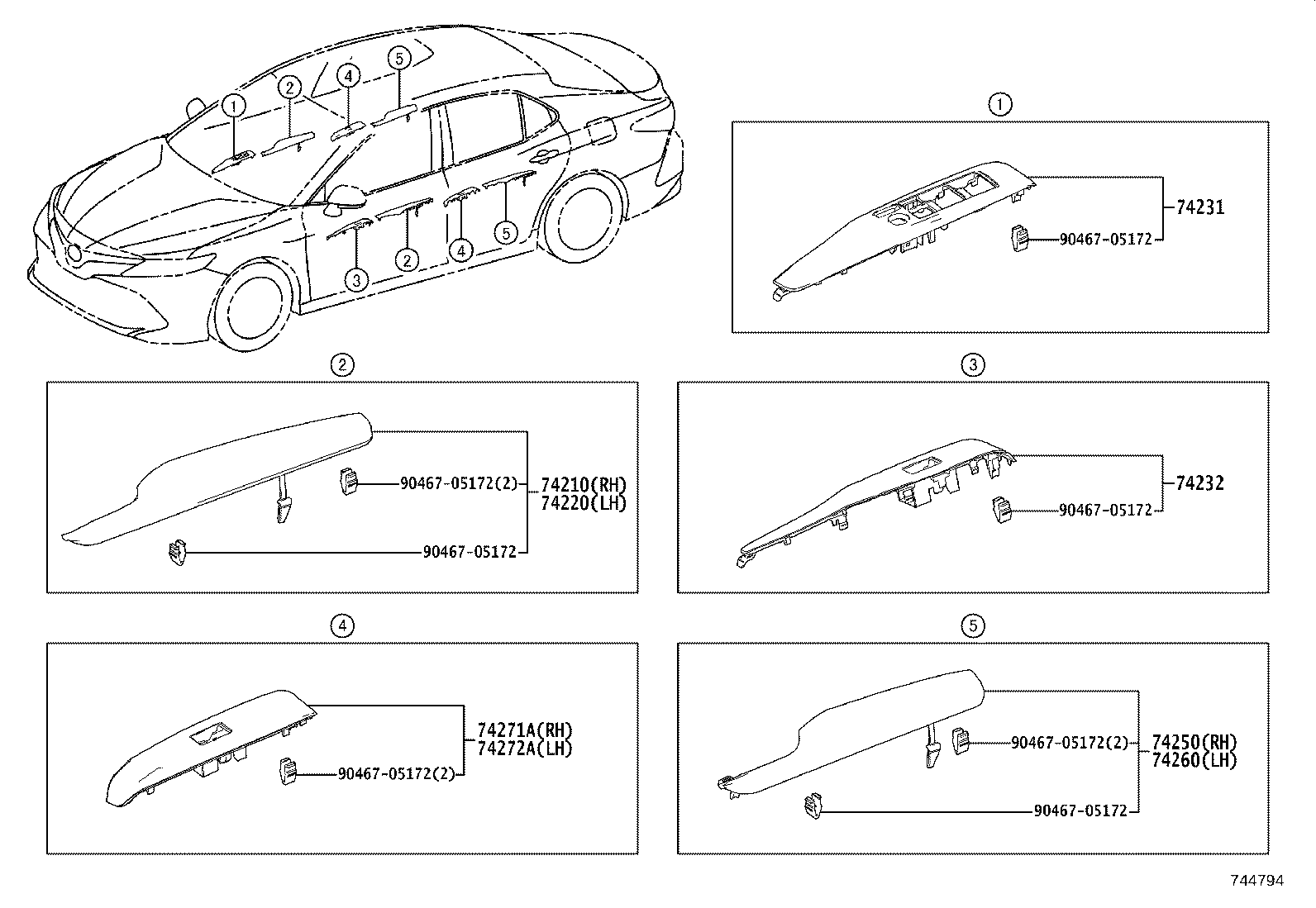 74232-06C50 PANEL, FRONT ARMREST BASE, UPPER LH product image