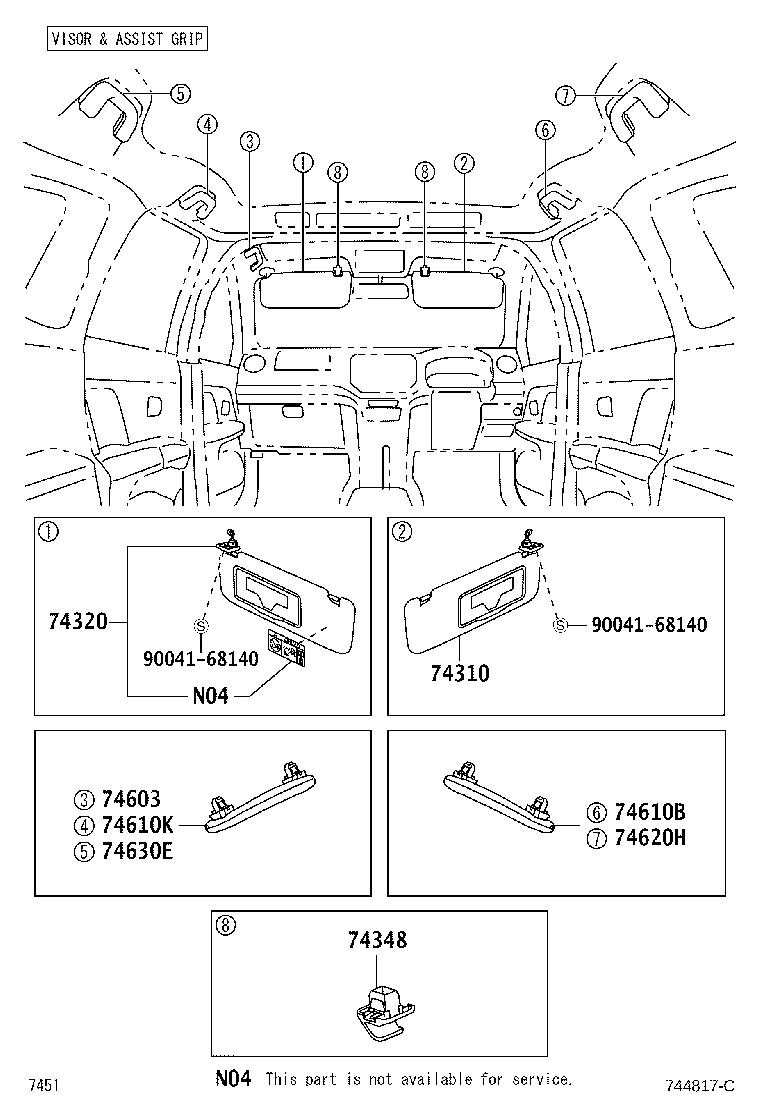 74348-BZ030-B0 HOLDER, VISOR product image