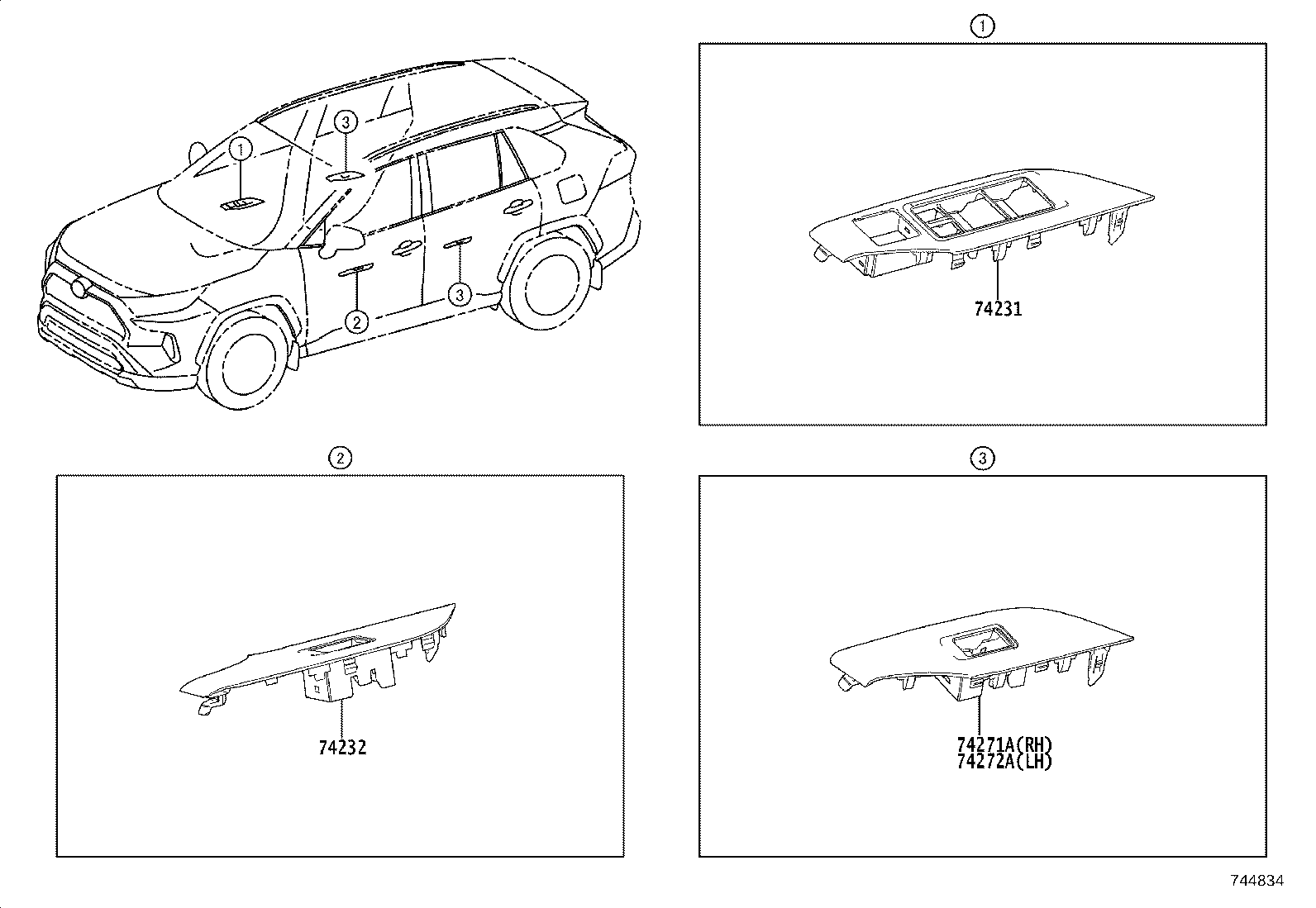 74232-42240 PANEL, FRONT ARMREST BASE, UPPER LH product image