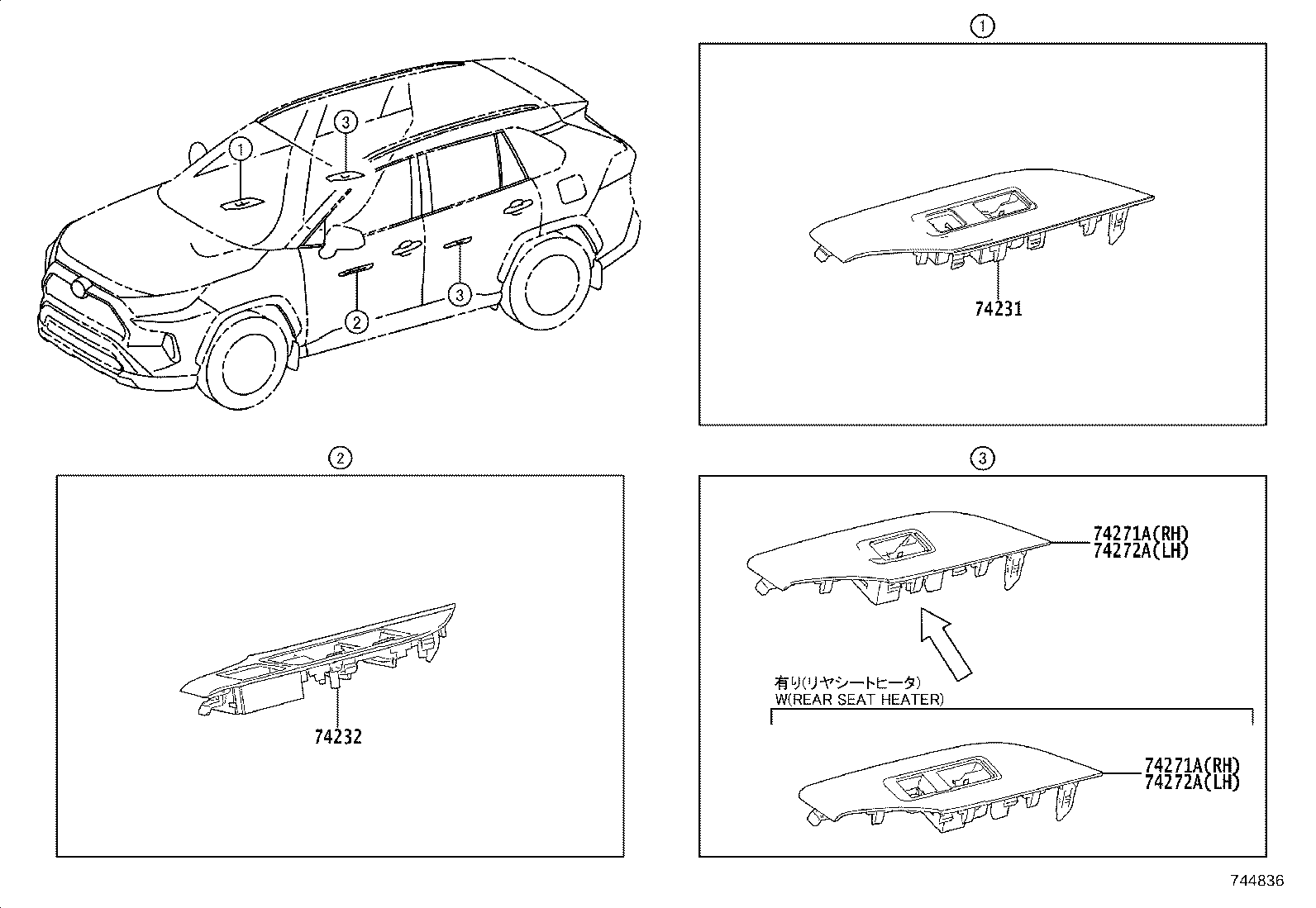 74231-42320 PANEL, FRONT ARMREST BASE, UPPER RH product image