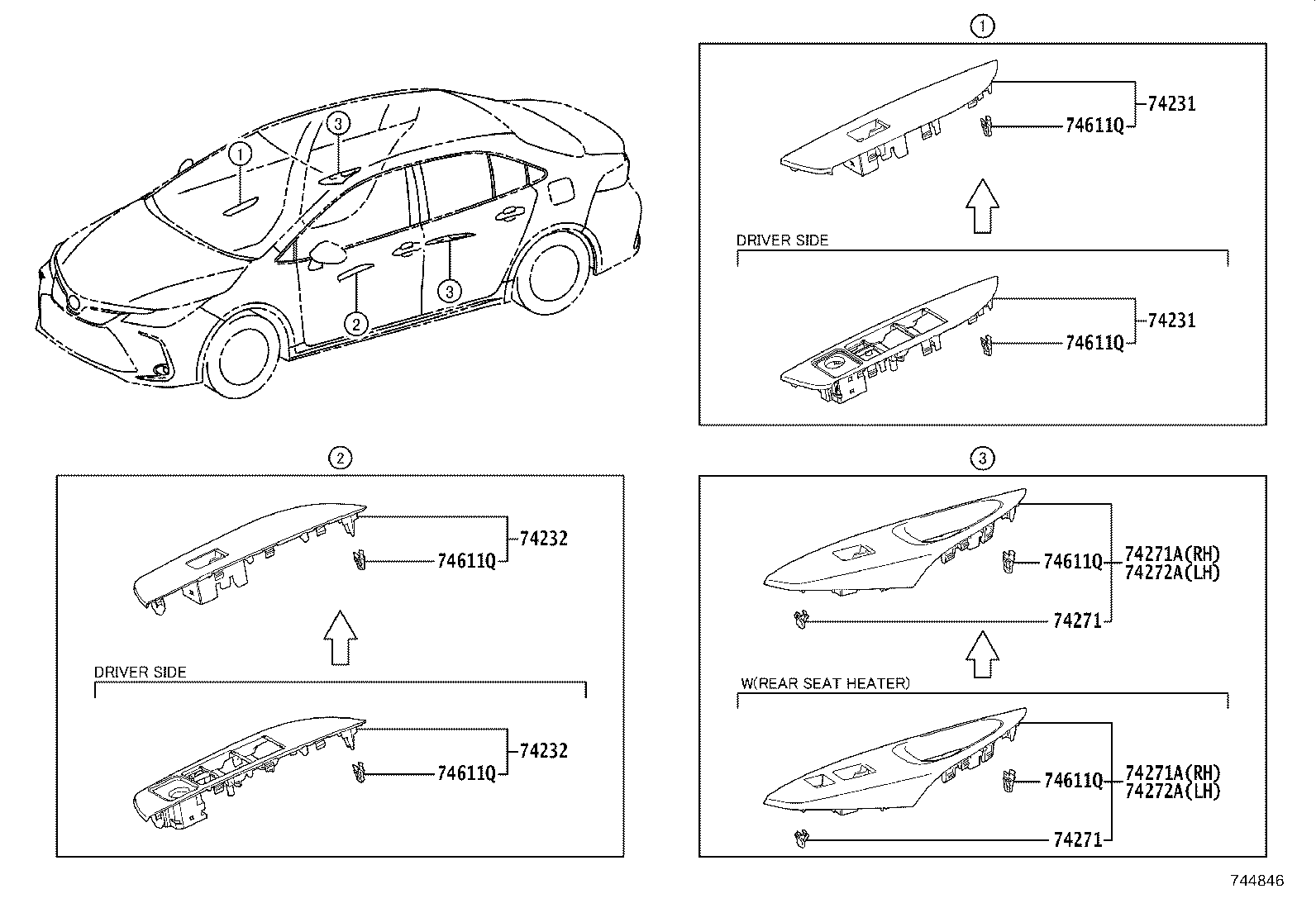 74232-02G40 PANEL, FRONT ARMREST BASE, UPPER LH product image