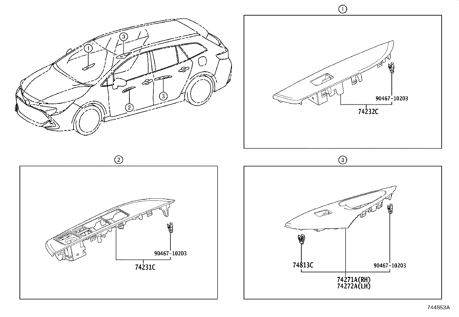 74272-02780 PANEL, REAR DOOR ARMREST BASE, UPPER LH product image