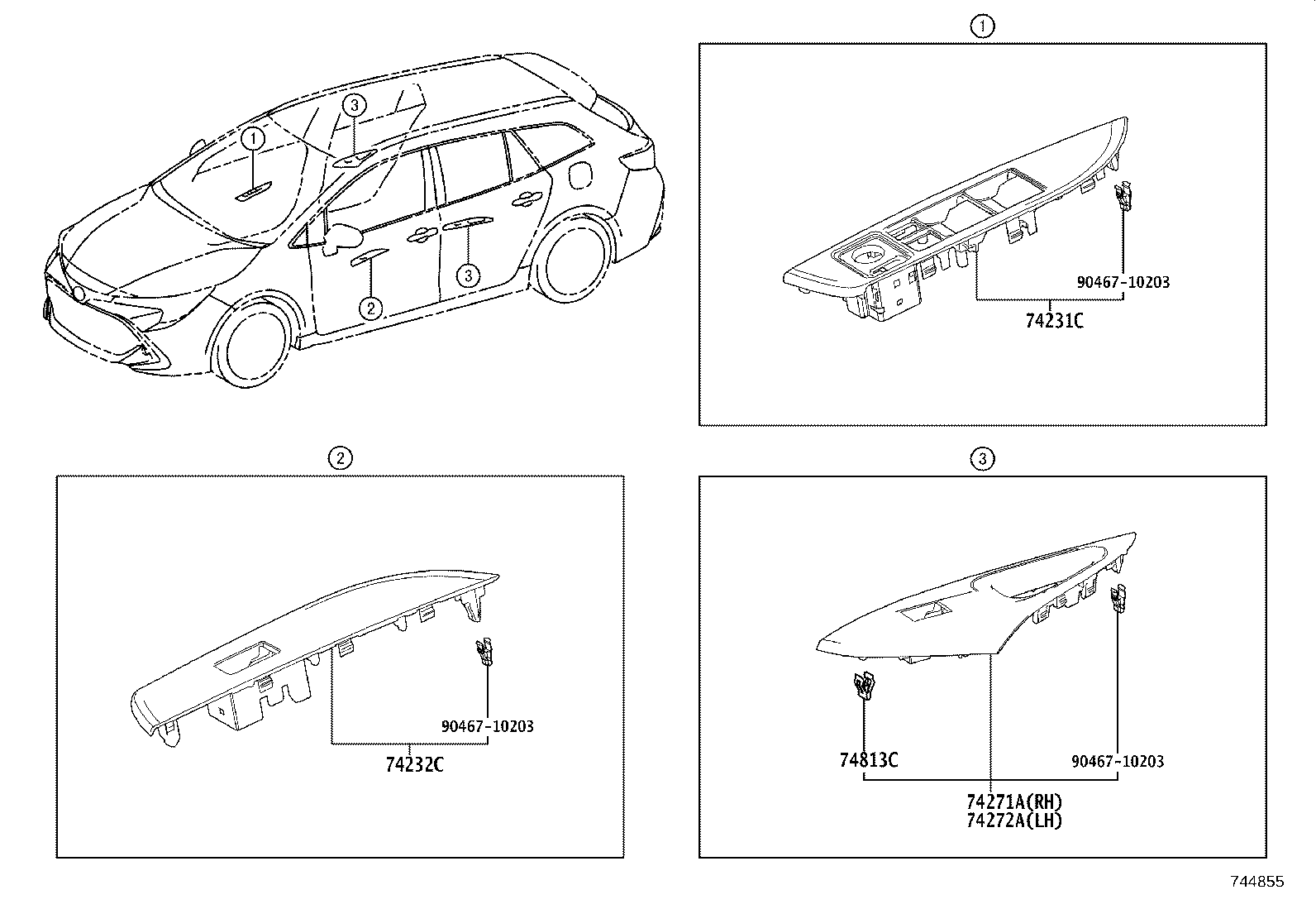 74272-02780 PANEL, REAR DOOR ARMREST BASE, UPPER LH product image