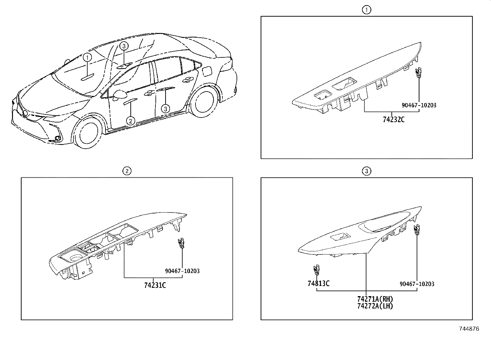 74232-12B80 PANEL, FRONT DOOR ARMREST BASE, UPPER PASSENGER SIDE product image